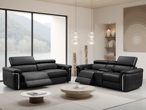 Somerville Electric Recliner Sofa 3+2 Set In Black