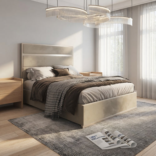 Comfyzone Upholstered Soft Velvet Metal Designer Bed Frame