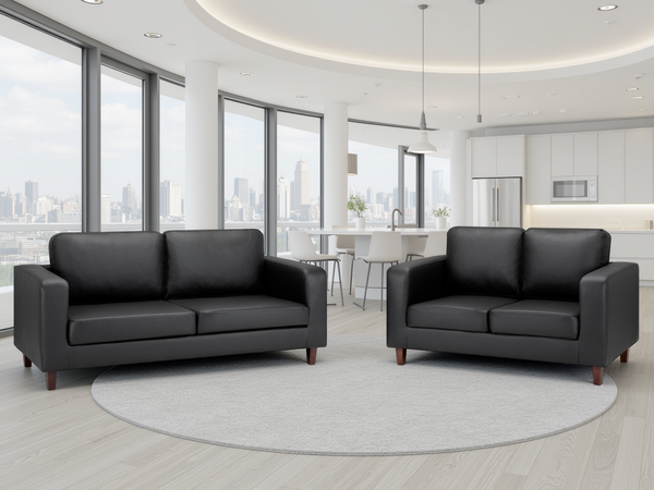 Box Sofa 3+2 Set in Black