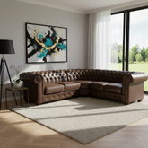 Chesterfield Sofa Antique Brown Large Corner