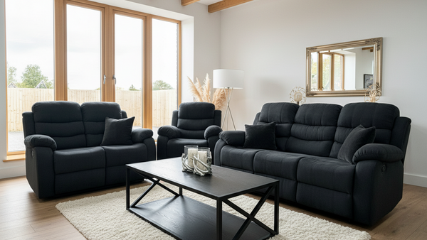 Stanley Manual Recliner Sofa 3+2+1 In Black
