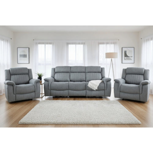 Linden Electric Recliner 3+1+1 Sofa Set In Grey