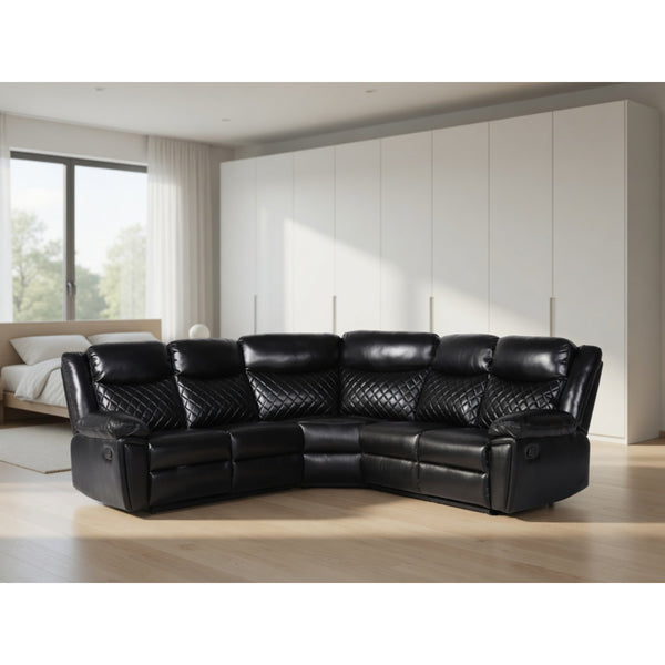 Myra Recliner Sofa Large Corner in Black