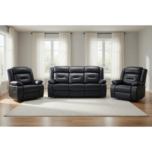 Novie Recliner 3+1+1 Set Sofa in Black