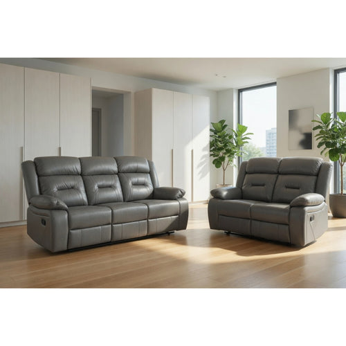 Novie Recliner 3+2 Set Sofa in Grey