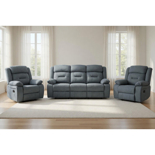 Novie Recliner 3+1+1 Set Sofa in Grey