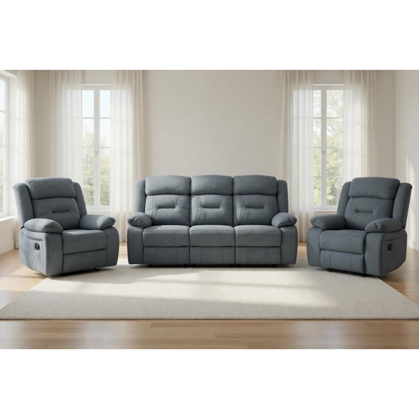Novie Recliner 3+1+1 Set Sofa in Grey