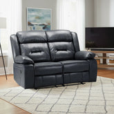 Novie Recliner Leather 2 Seater Sofa - Black