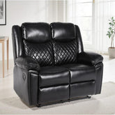 Myra Recliner Leather 2 Seater Sofa - Black