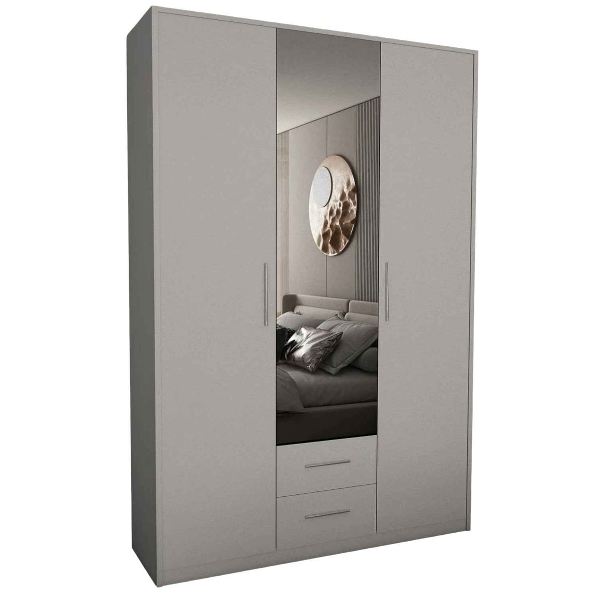 Windsor White 3 Door Wardrobe 120cm with Mirror and 2 Drawers