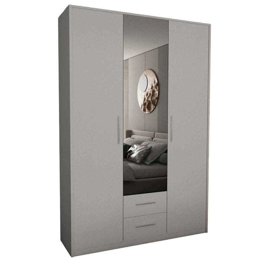 Windsor White 3 Door Wardrobe 135cm with Mirror and 2 Drawers