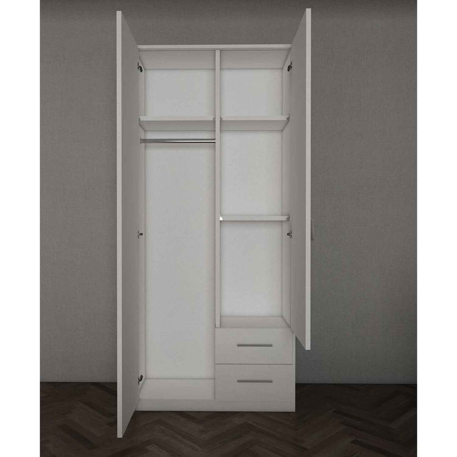 Windsor White 2 Door Wardrobe with Mirror and 2 Drawers