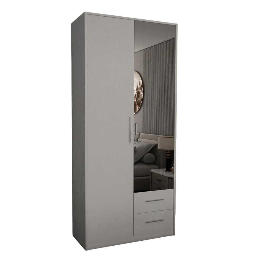 Windsor White 2 Door Wardrobe with Mirror and 2 Drawers