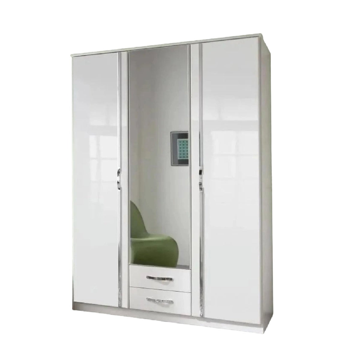 Tetbury 3 Door Mirrored Wardrobe in Gloss White with Drawers