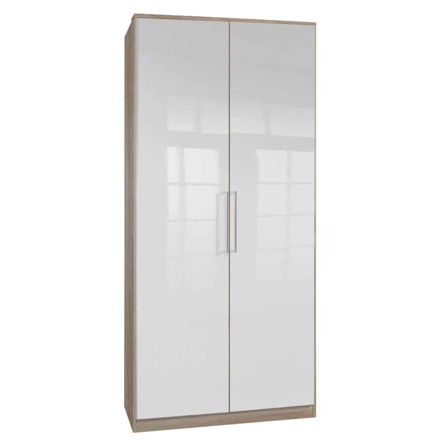 Belgravia 2 Door Oak White Gloss Wardrobe - image 4