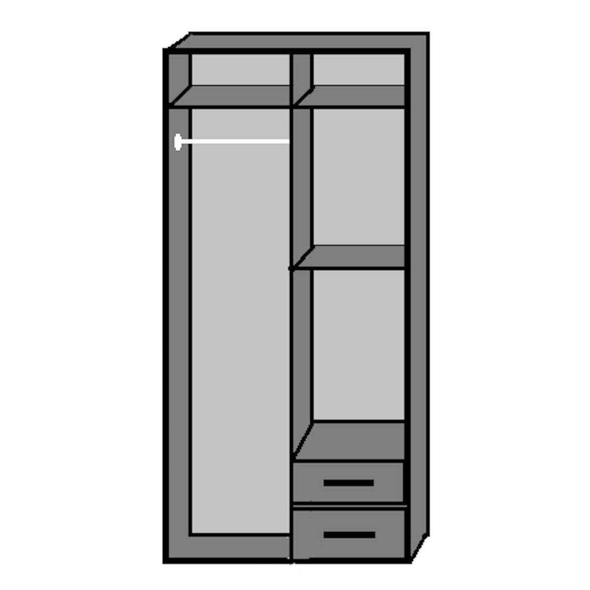 Belgravia 2 Door 2 Drawer Oak and White Gloss Wardrobe - image 4
