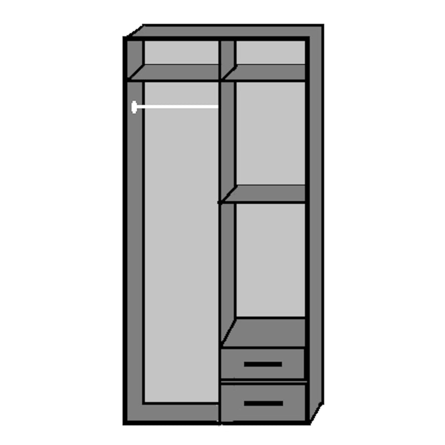 Belgravia 2 Door 2 Drawer Oak and White Gloss Wardrobe - image 4