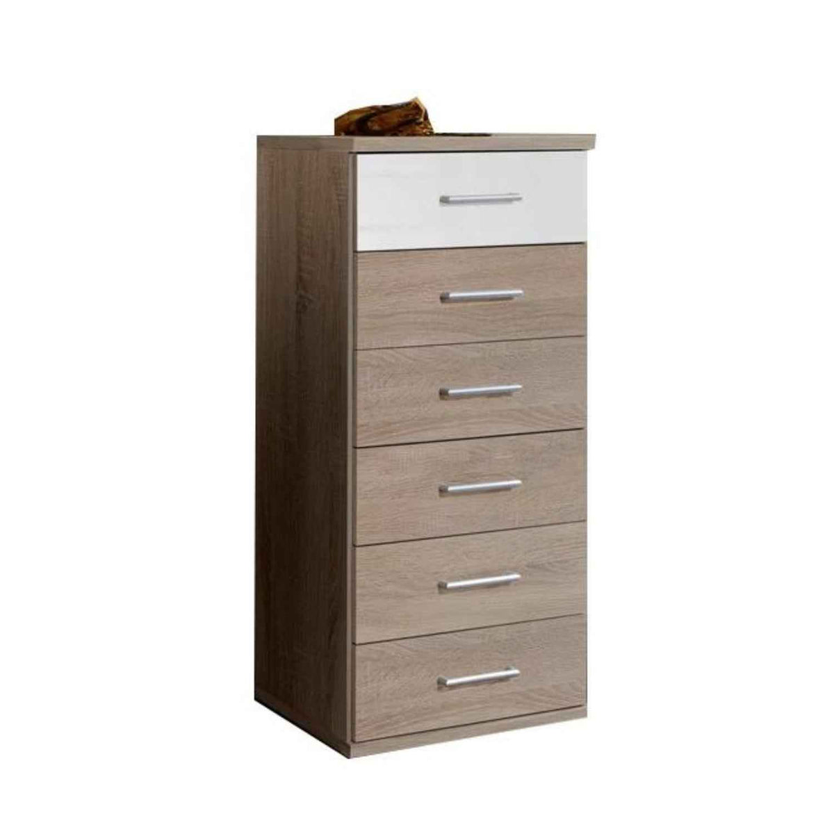 Belgravia Slim Chest of Drawers Oak and White Gloss