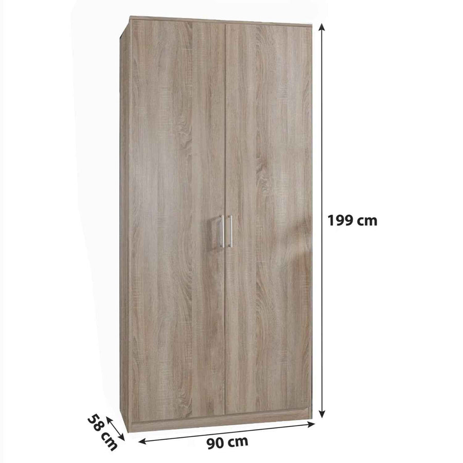 Oxford 2 Door Oak Wardrobe 90cm