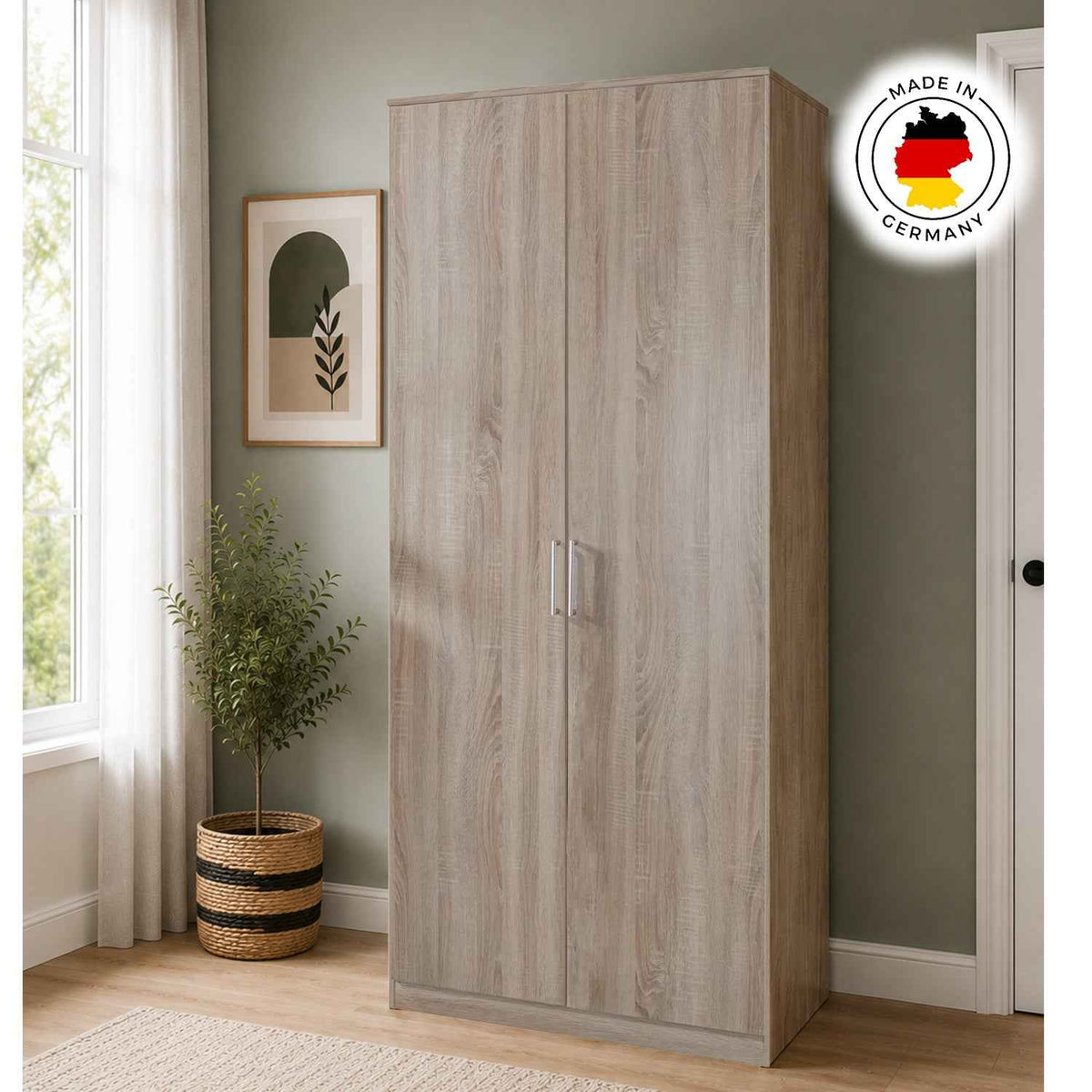 Oxford 2 Door Oak Wardrobe 90cm