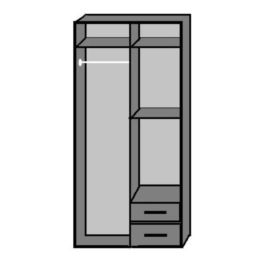 Oxford 2 Door 2 Drawer Mirrored Oak Wardrobe - image 4
