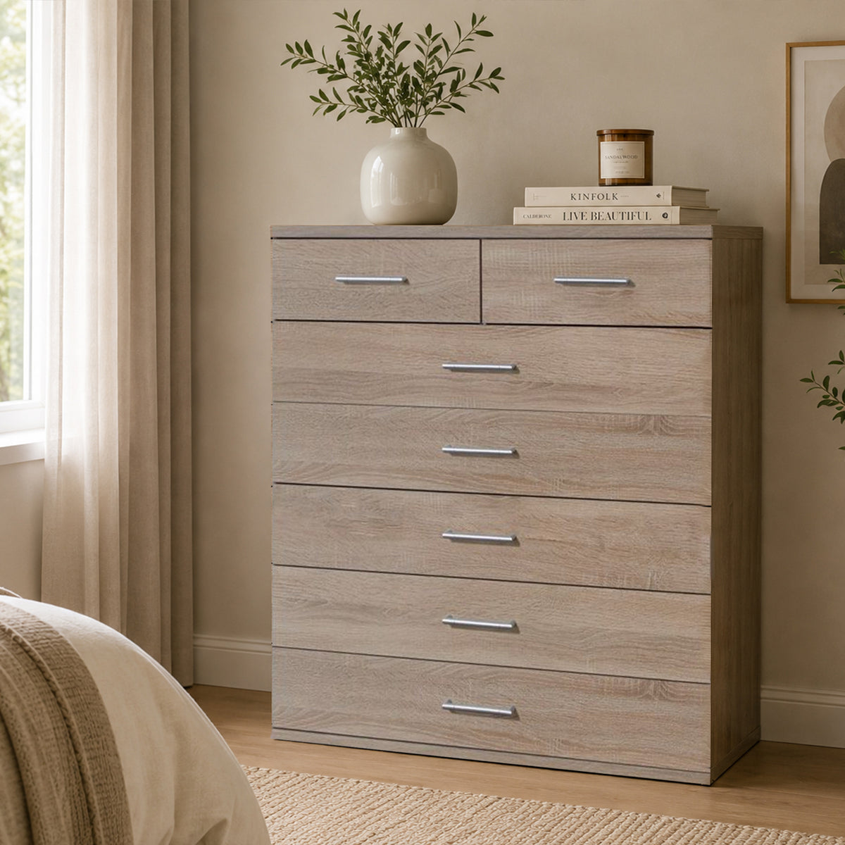 Oxford 5+2 Chest of Drawers Oak - image 1