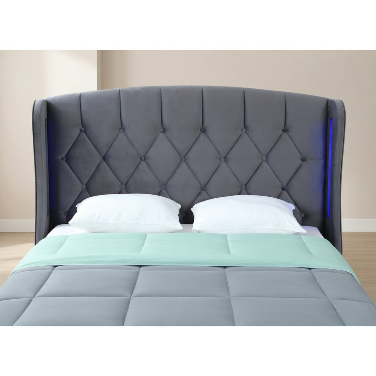 Balmoral Double Ottoman Bed Frame in Grey Velvet with LED Lighting - image 7