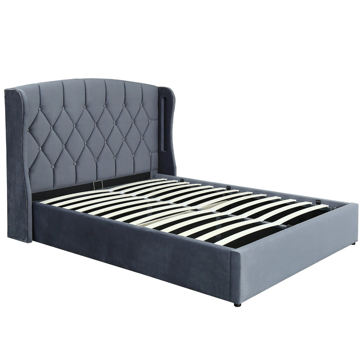 Balmoral Double Ottoman Bed Frame in Grey Velvet with LED Lighting - image 10