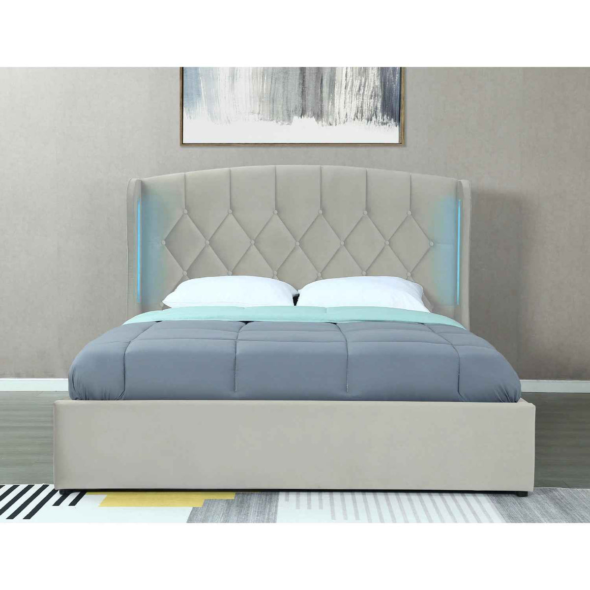 Balmoral King Size Ottoman Bed Frame in Silver Velvet