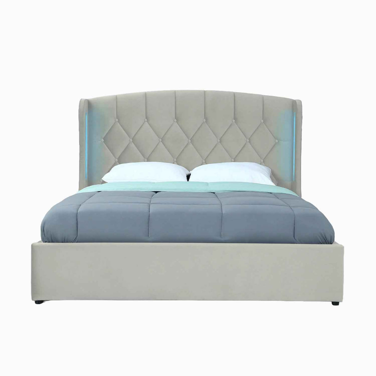 Balmoral King Size Ottoman Bed Frame in Silver Velvet