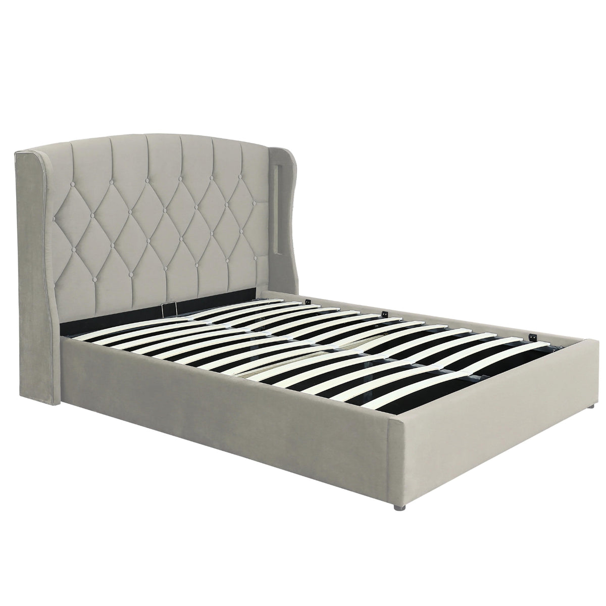 Balmoral Double Ottoman Bed Frame in Silver with LED Headboard Lighting - image 9