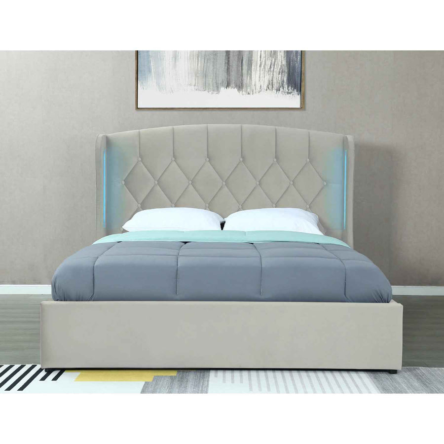 Balmoral Double Ottoman Bed Frame in Silver with LED Headboard Lighting