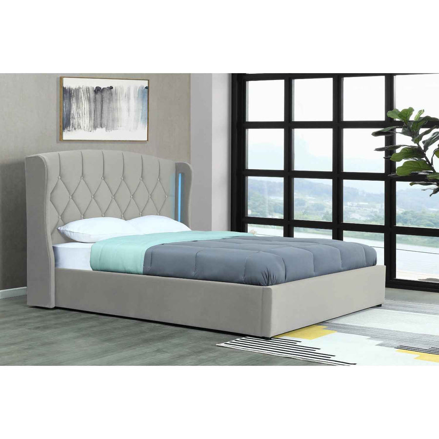 Balmoral Double Ottoman Bed Frame in Silver with LED Headboard Lighting