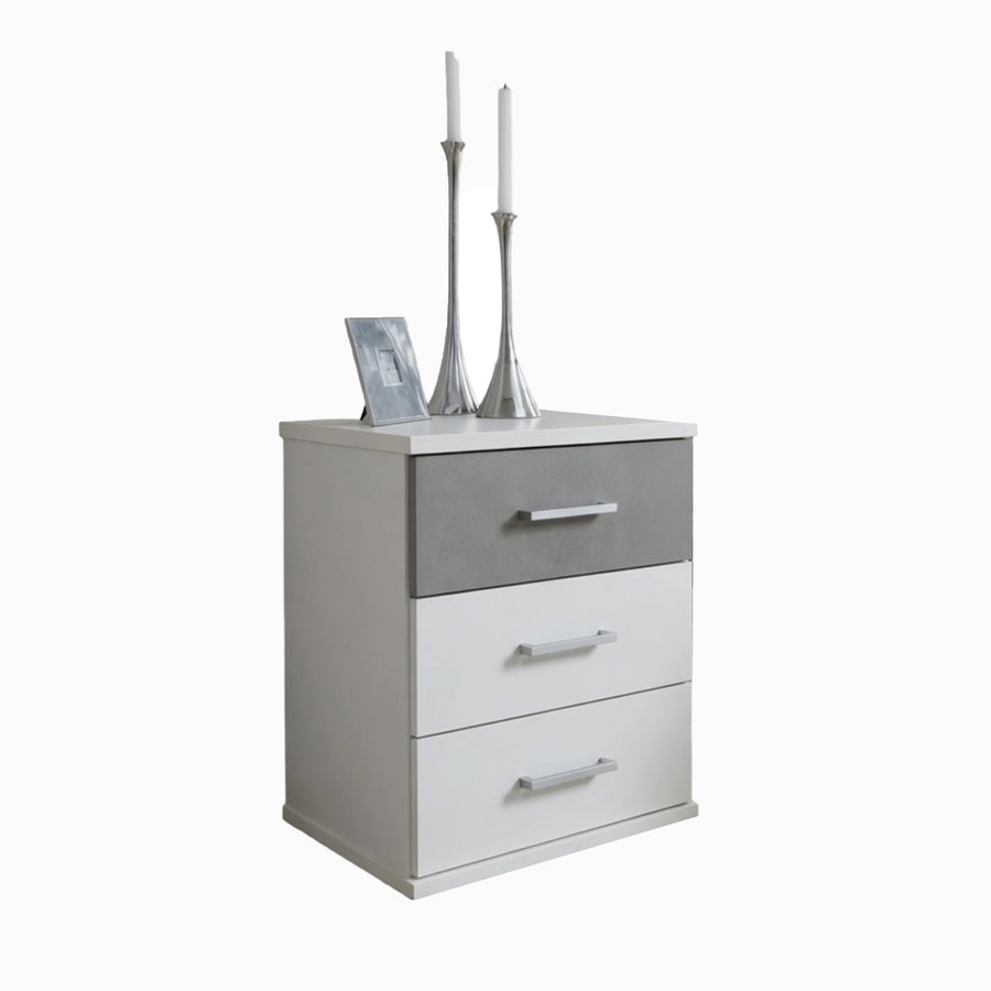 Chiswick White & Grey 3 Drawer Bedside Cabinet - image 2