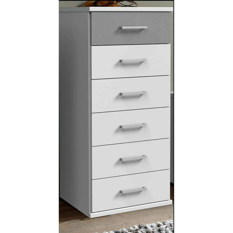 Chiswick White & Grey Narrow 6 Drawer Chest