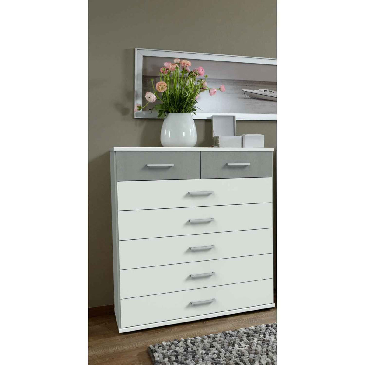 Chiswick White & Grey 5+2 Drawer Chest
