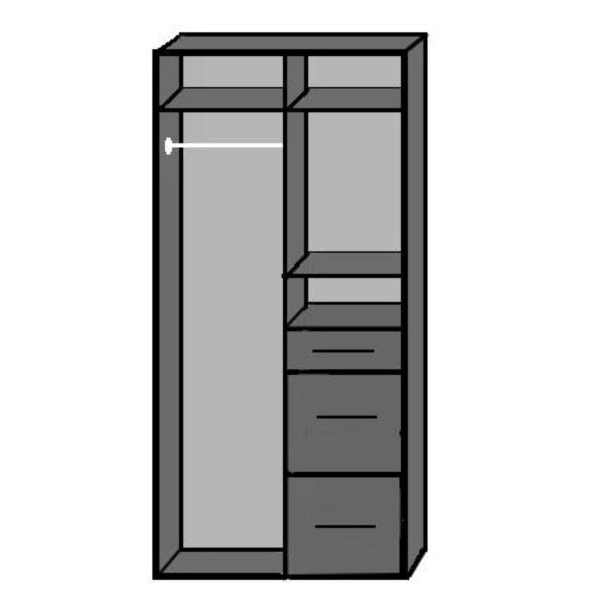 Chiswick White & Grey 2 Door Wardrobe with Mirror and Drawers - image 4