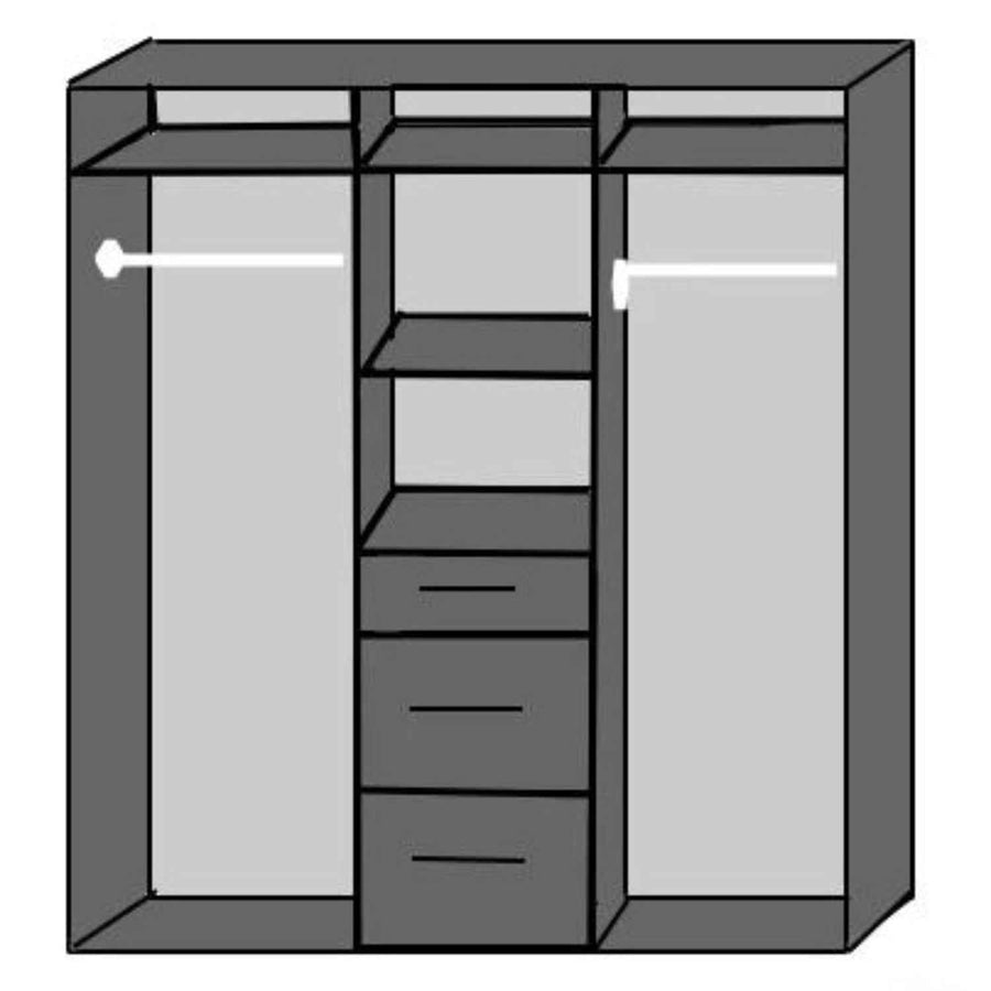 Chiswick White & Grey 3 Door Wardrobe with Mirror and Drawers