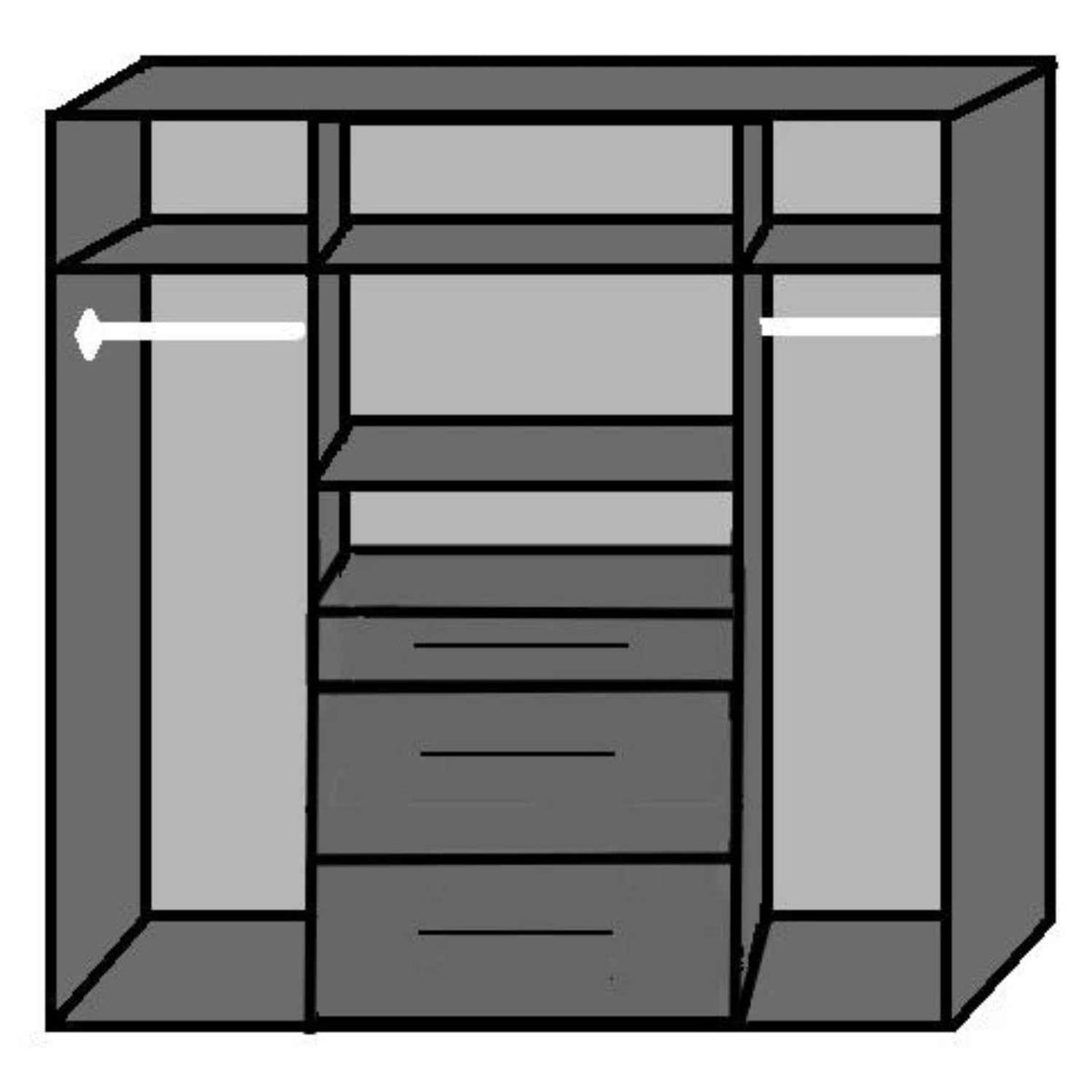 Chiswick White & Grey 4 Door Wardrobe with Mirrors and Drawers