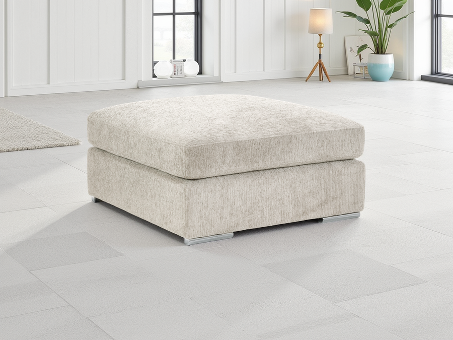 Lavenham Beige Chenille Footstool