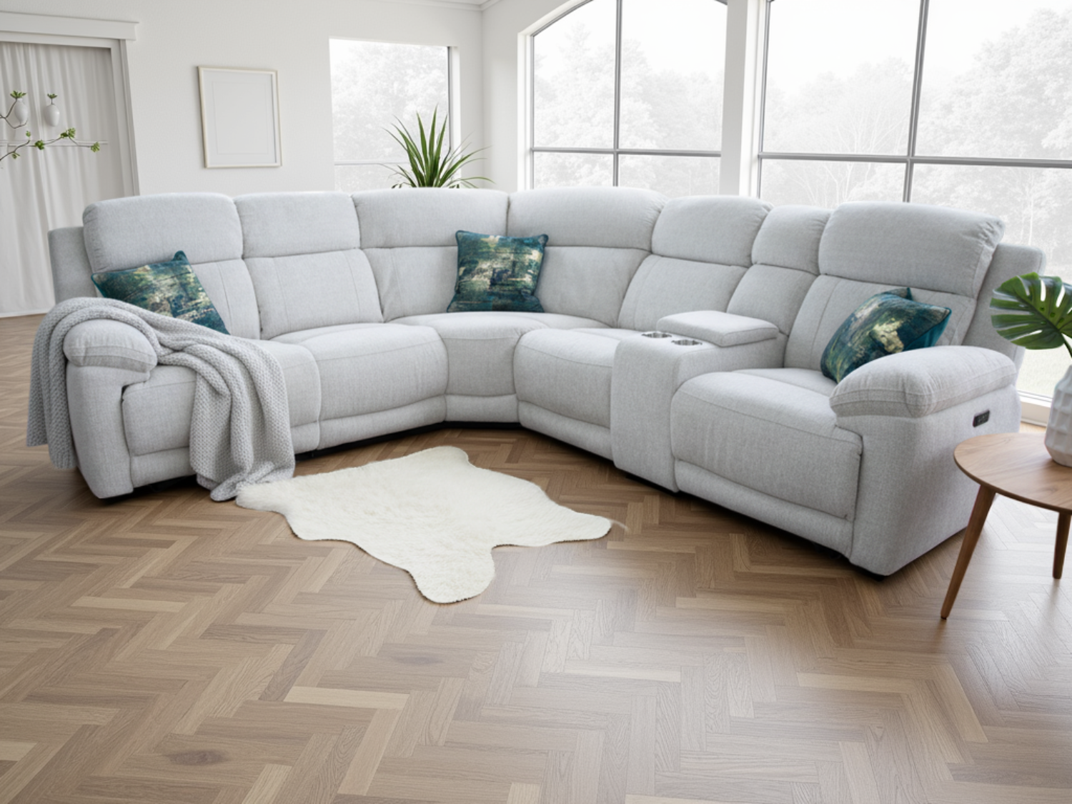Owen Electric Recliner Sofa Large Corner in Beige