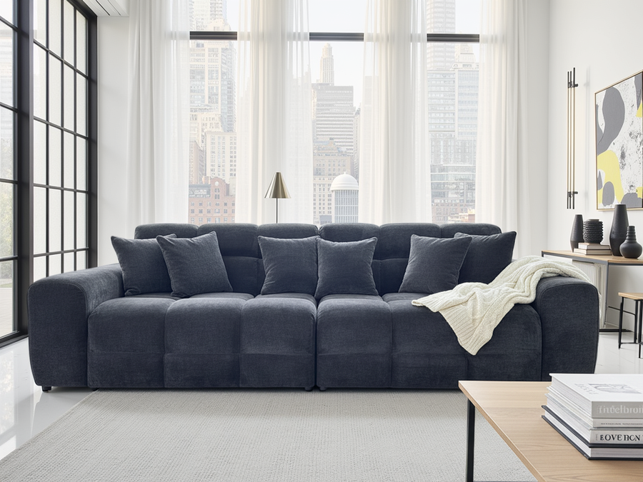 Bamburgh Black Quilted 4 Seater Sofa