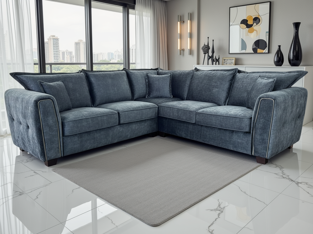 Serena Large Corner Sofa in Black