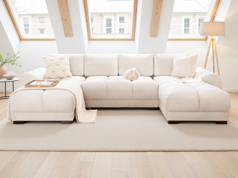 Amersham Cream Chenille U Shape Corner Sofa