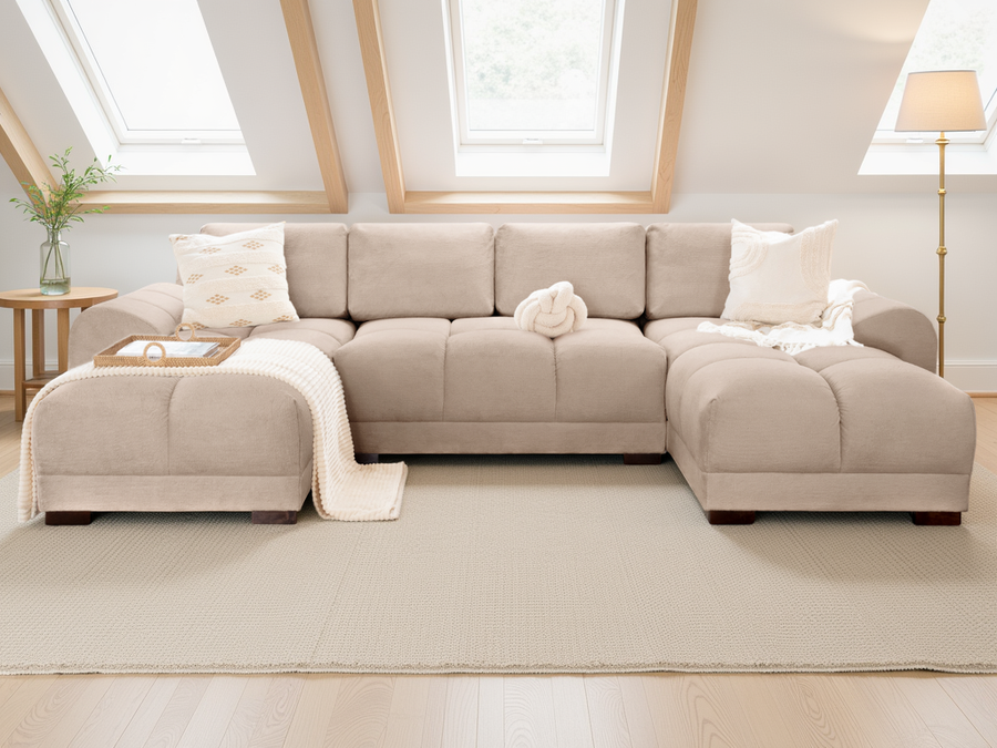 Amersham Mocha Chenille U Shape Corner Sofa