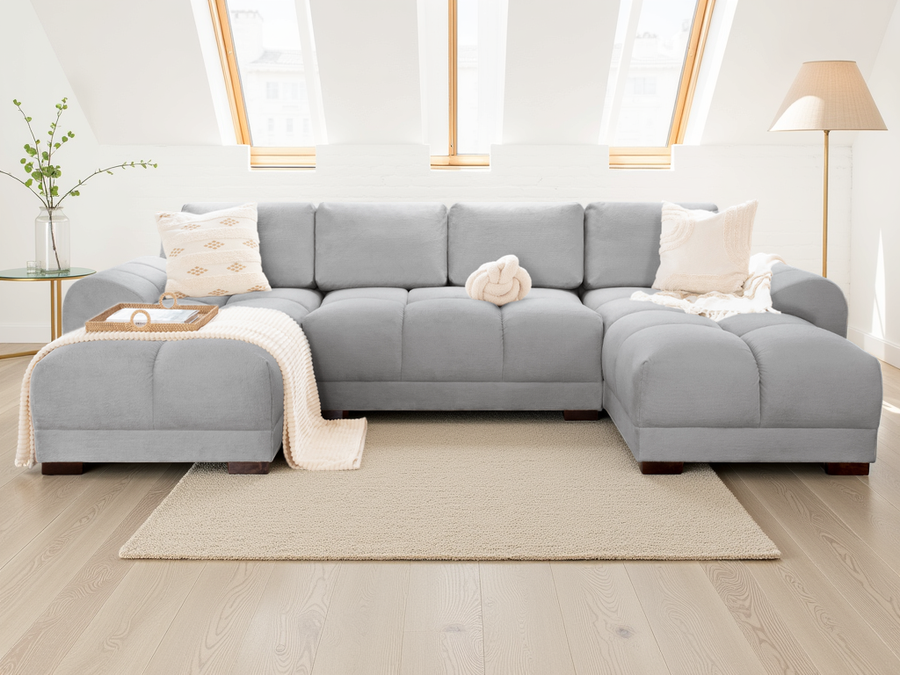 Amersham Grey Chenille U Shape Corner Sofa