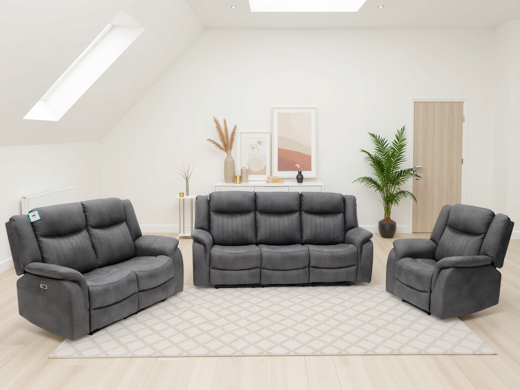 Leon Electric Recliner Sofa  3+2+1 Set In Grey