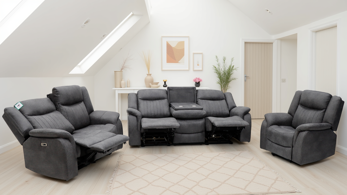 Leon Electric Recliner Sofa  3+2+1 Set In Grey