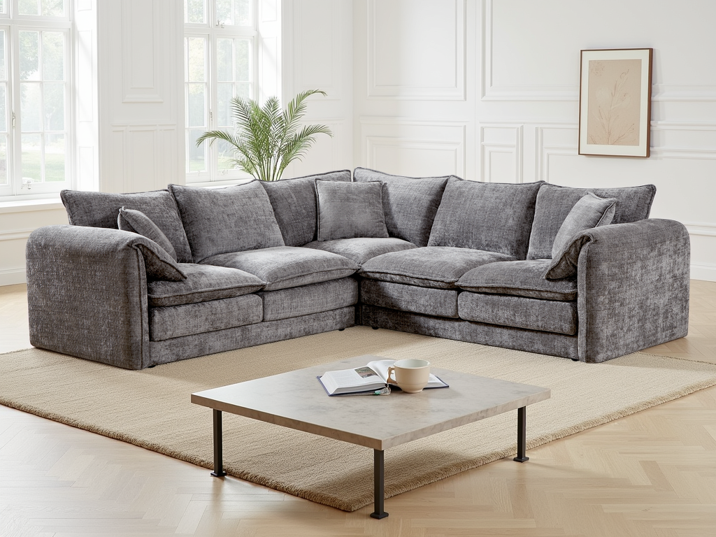 Hartfield Grey Chenille Large Corner Sofa