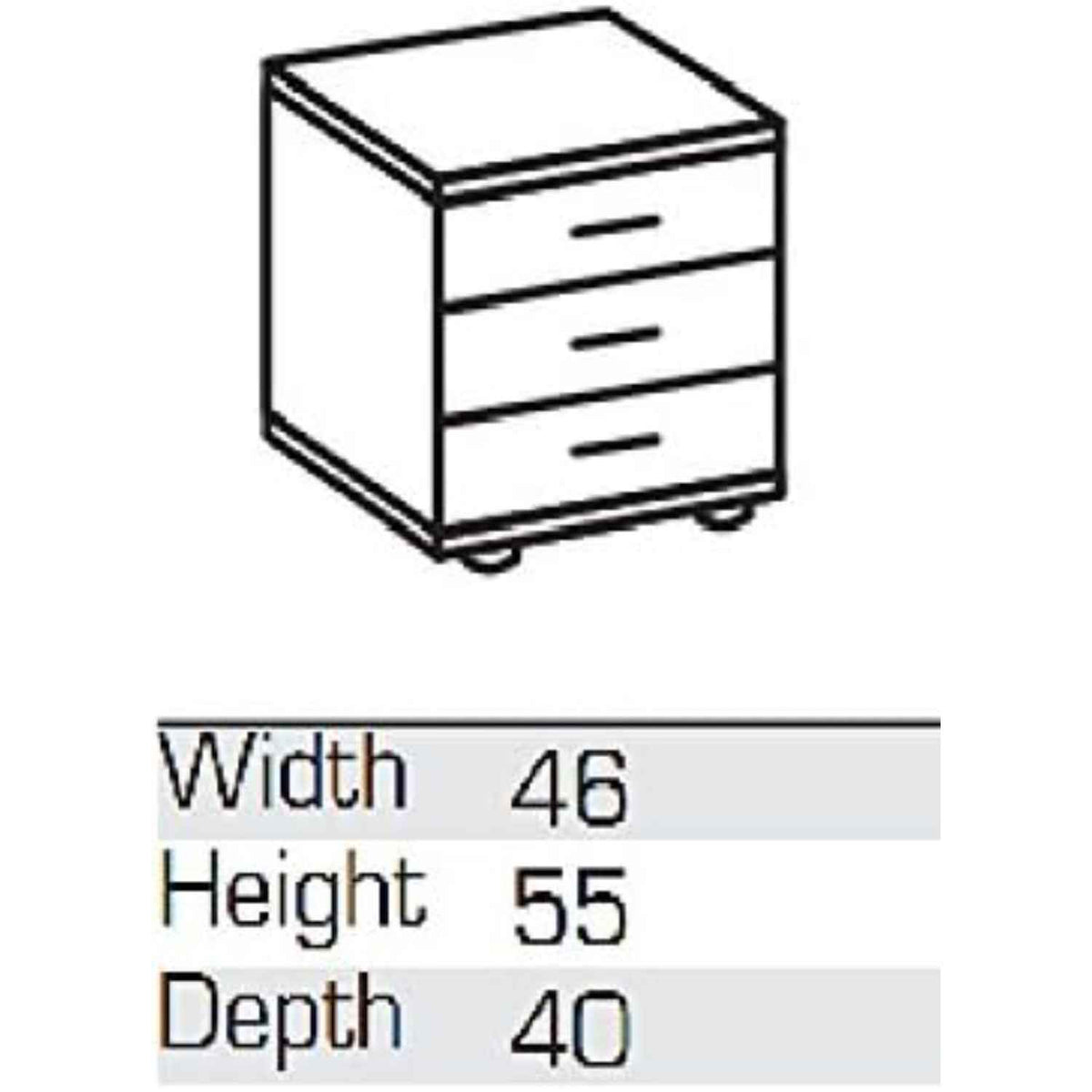 Camden White Gloss 3 Drawer Bedside Cabinet